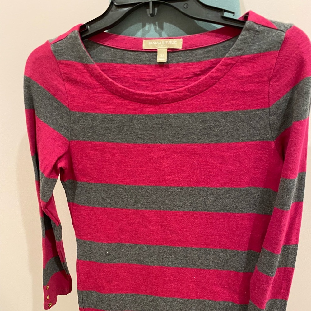 Banana Republic Pink and Gray Striped knit dress
